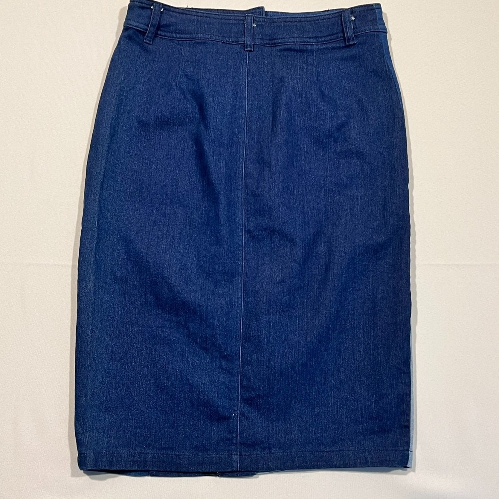 Gracia Skirt Blue Patchwork Denim Button Front Western Midi Women's Small - Picture 10 of 10